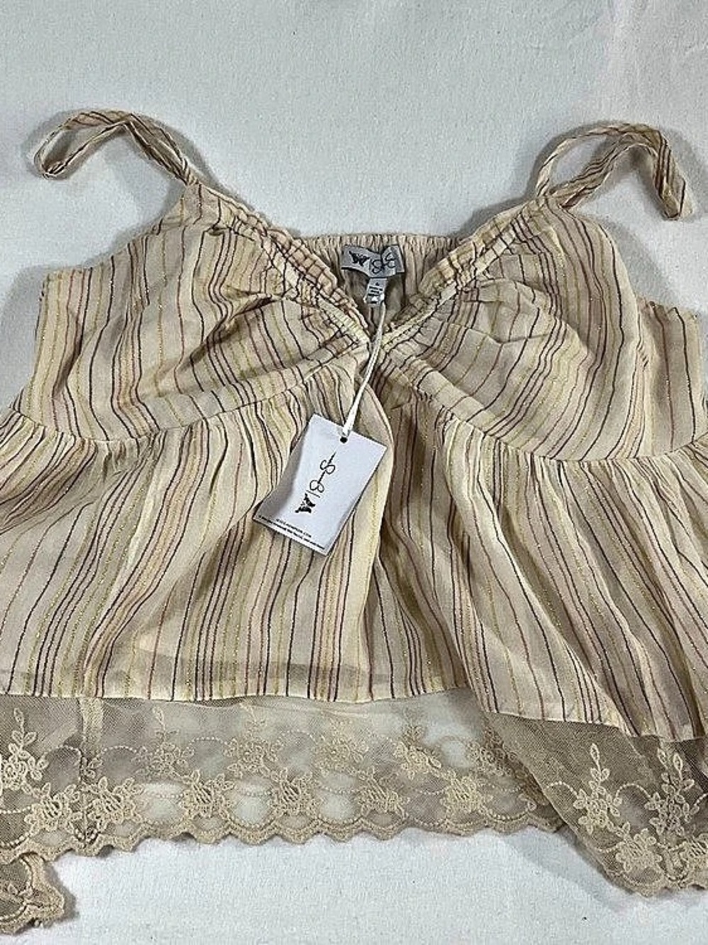 Women Hem top Jessica Simpson. Seal Striped Lace Trim Camisole Size Large. New w